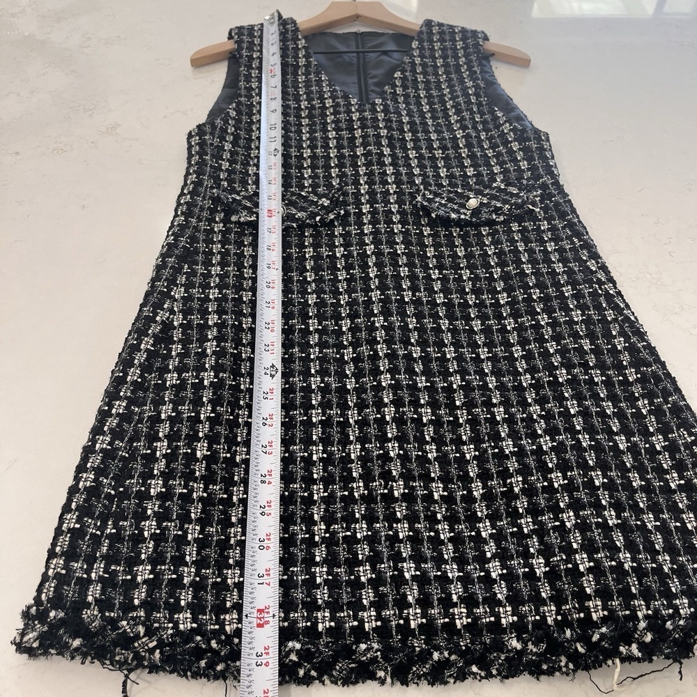 Tweed Mini Dress Button Pockets Dark Academia Preppy Coquette Old Money Size S - Picture 6 of 9